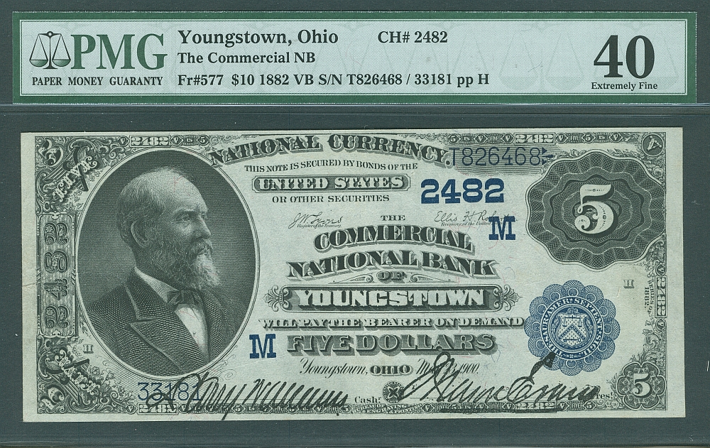 Youngstown, OH, Ch.#2482, 1882VB $5,  XF